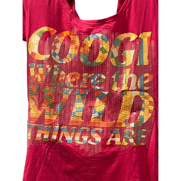 COOGI Vintage Y2K Sequins Short Sleeve Cotton Embroidered Shirt Size Medium Pink - Picture 2 of 6